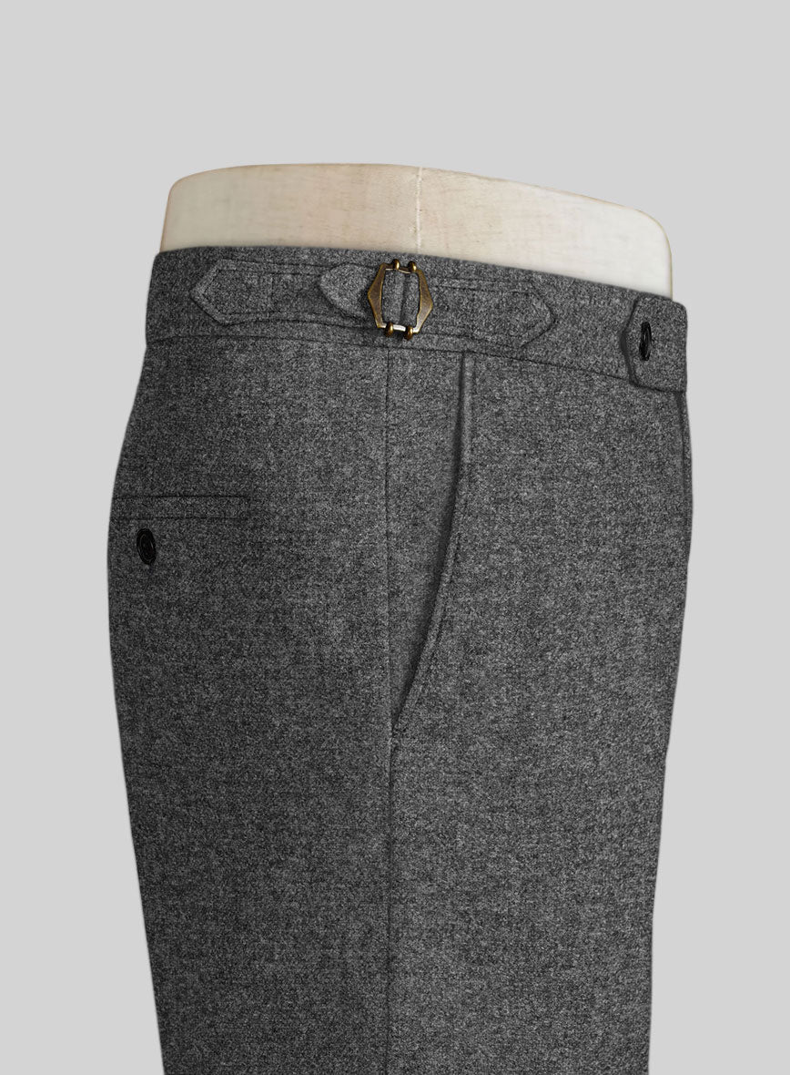 Vintage Plain Dark Gray Tweed Highland Trousers - StudioSuits