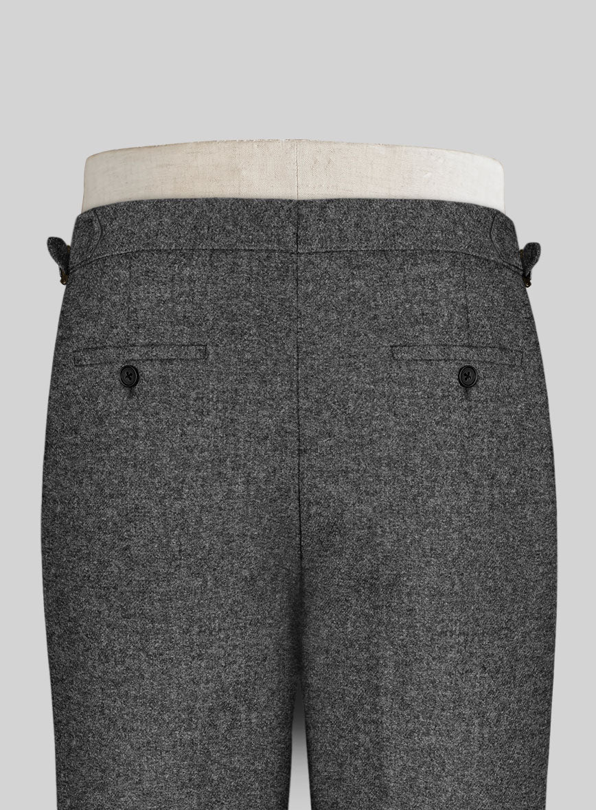 Vintage Plain Dark Gray Tweed Highland Trousers - StudioSuits