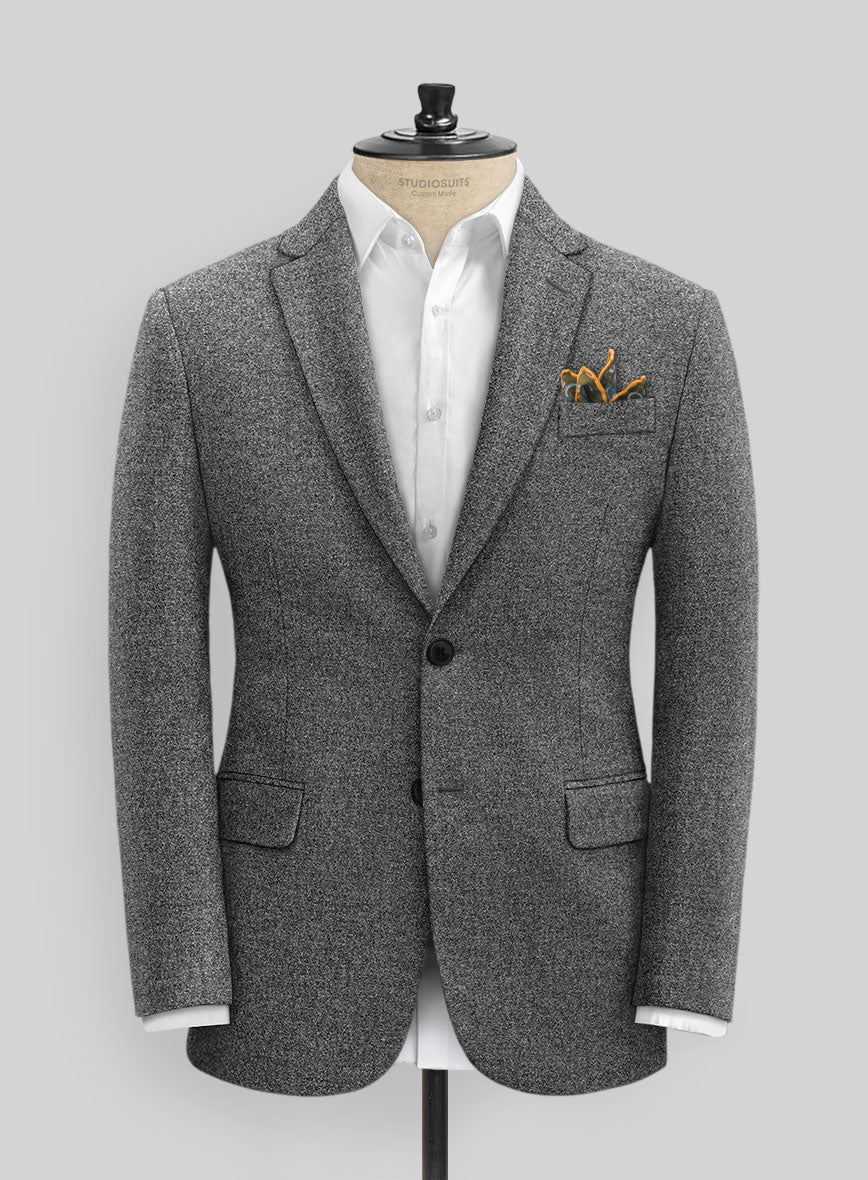 Vintage Plain Dark Gray Tweed Jacket - StudioSuits
