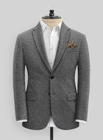 Vintage Plain Dark Gray Tweed Jacket - StudioSuits