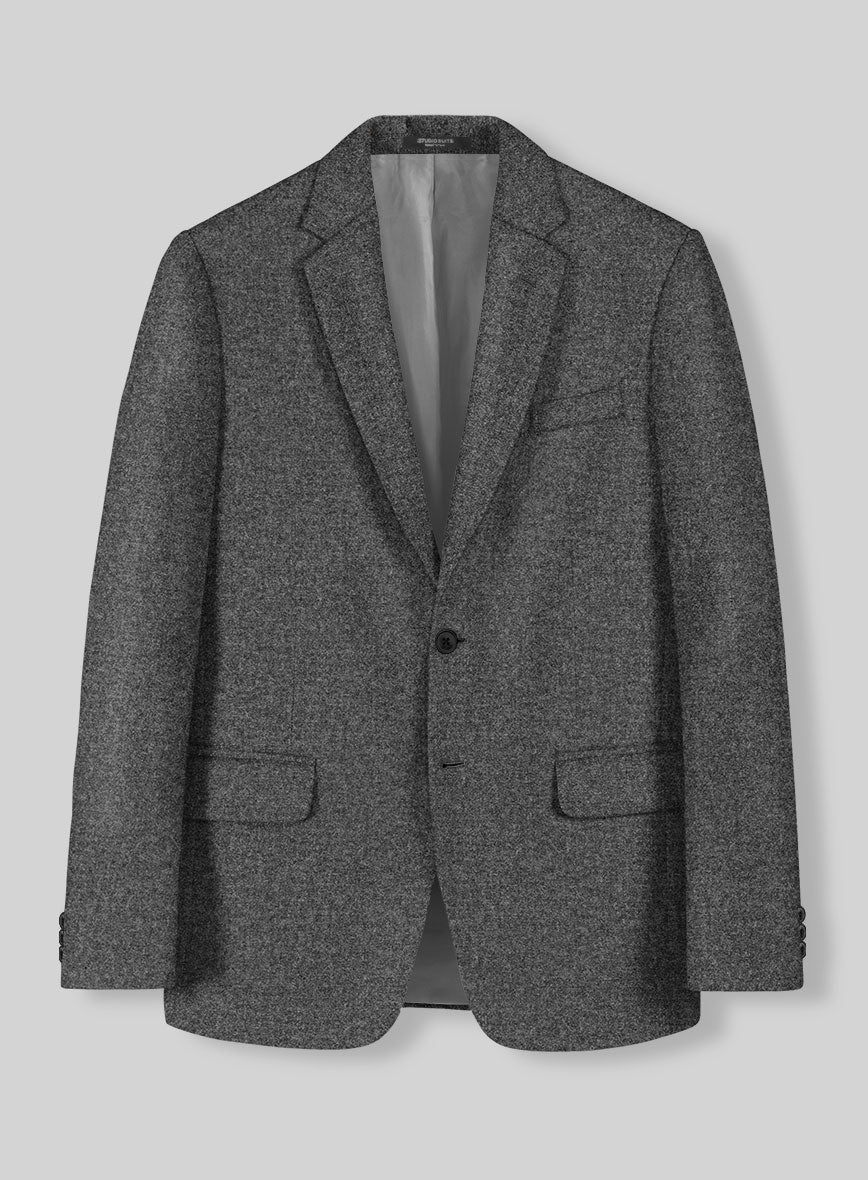 Vintage Plain Dark Gray Tweed Jacket - StudioSuits