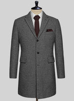 Vintage Plain Dark Gray Tweed Overcoat - StudioSuits