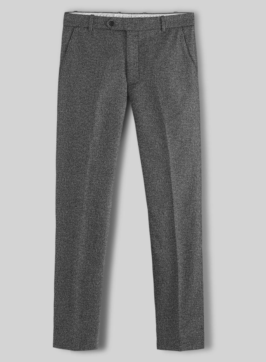 Vintage Plain Dark Gray Tweed Pants
