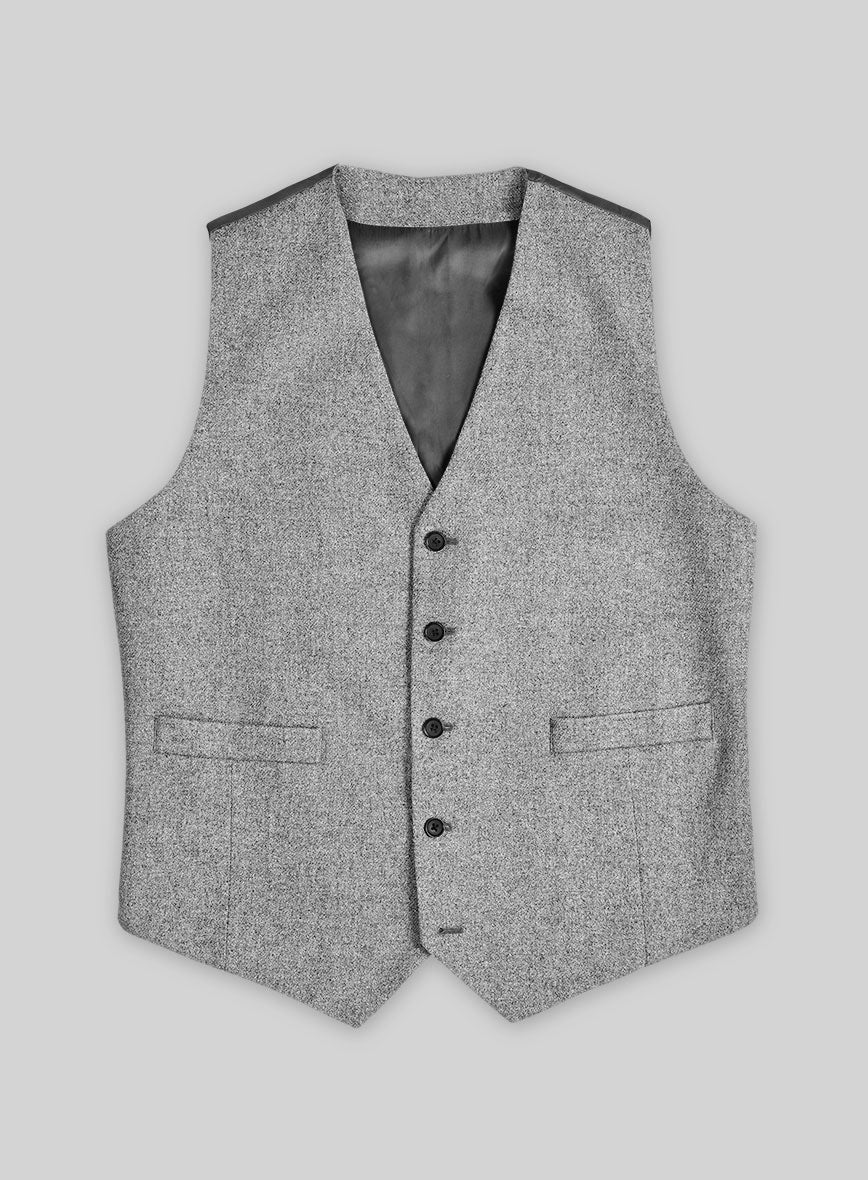 Vintage Plain Gray Tweed Waist Coat - StudioSuits