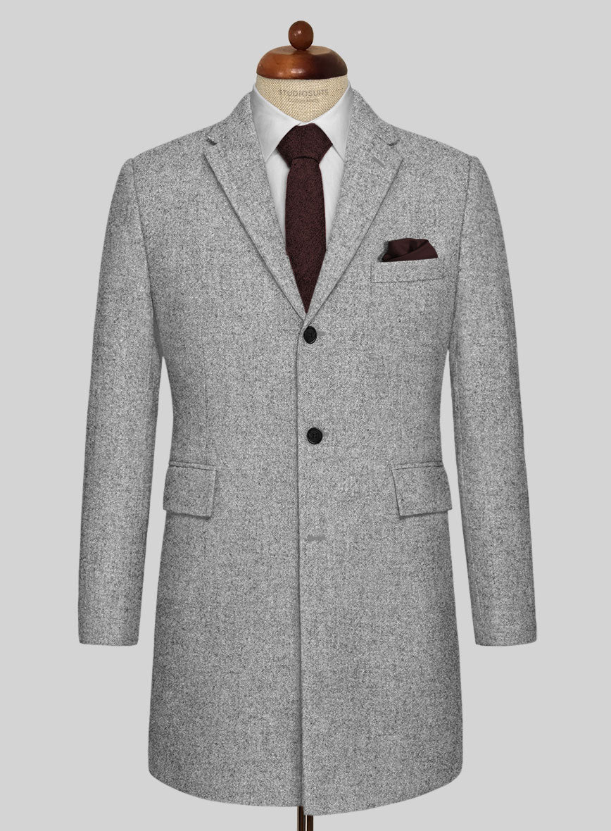 Vintage Plain Gray Tweed Overcoat - StudioSuits