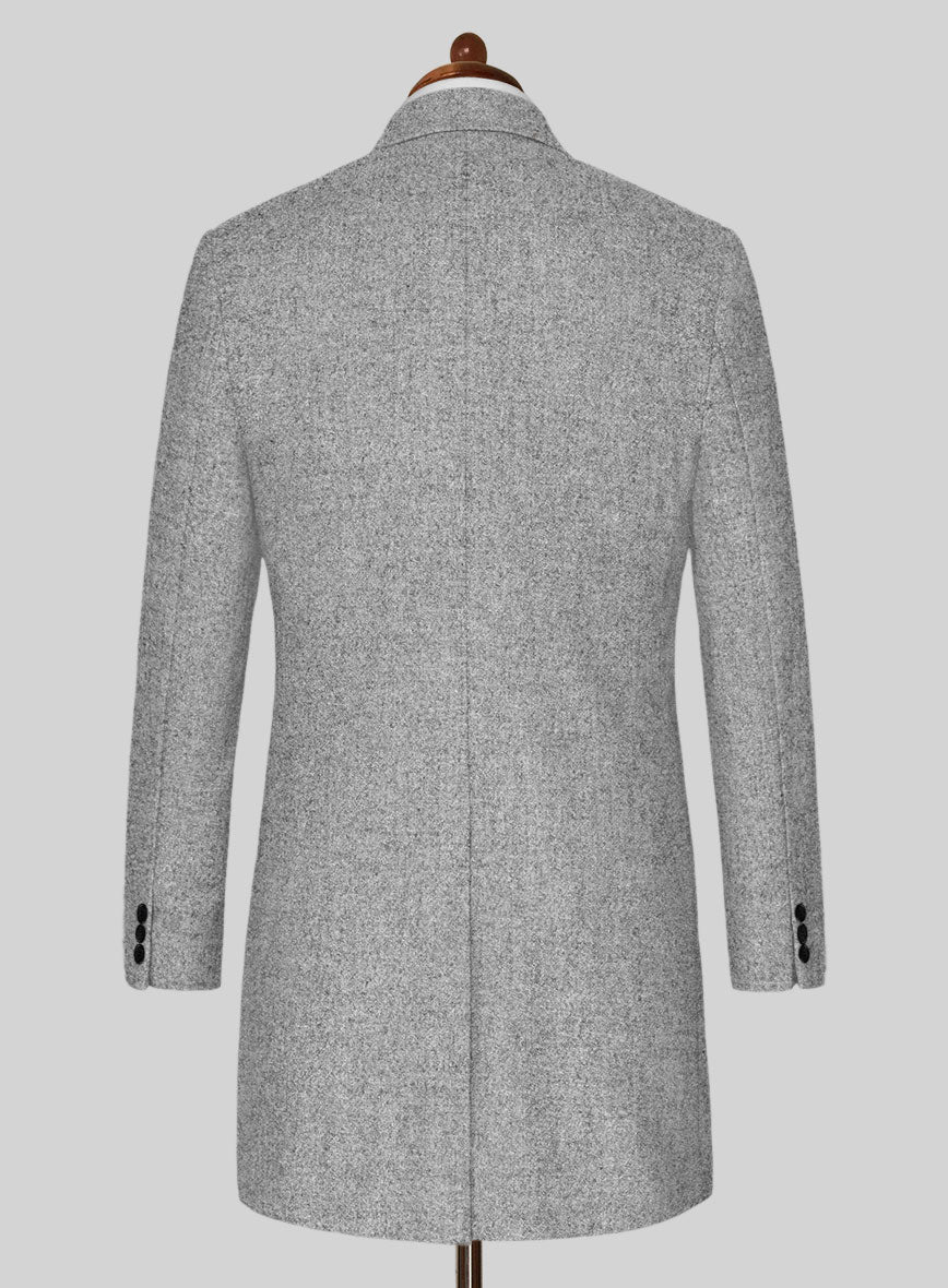 Vintage Plain Gray Tweed Overcoat - StudioSuits