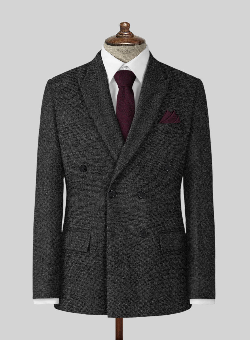 Vintage Rope Weave Charcoal Tweed Suit - StudioSuits