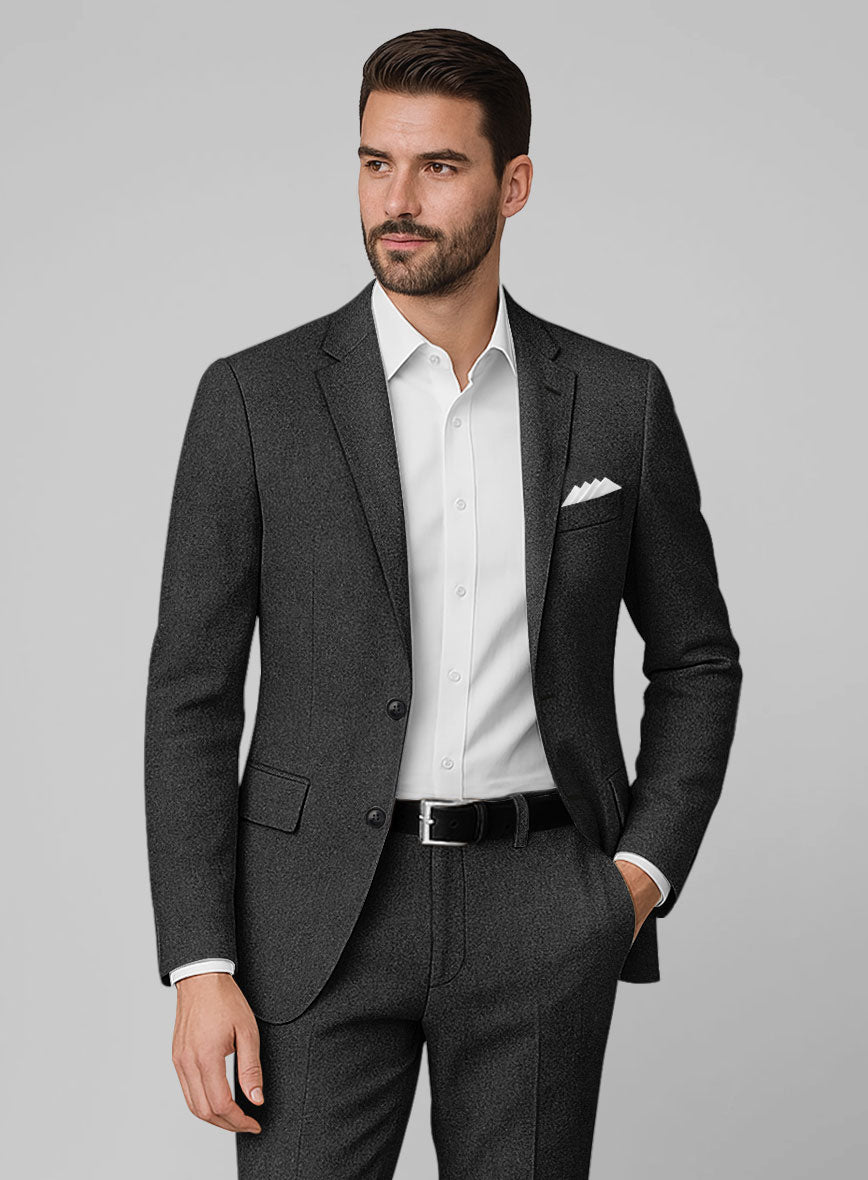 Vintage Rope Weave Charcoal Tweed Suit - StudioSuits