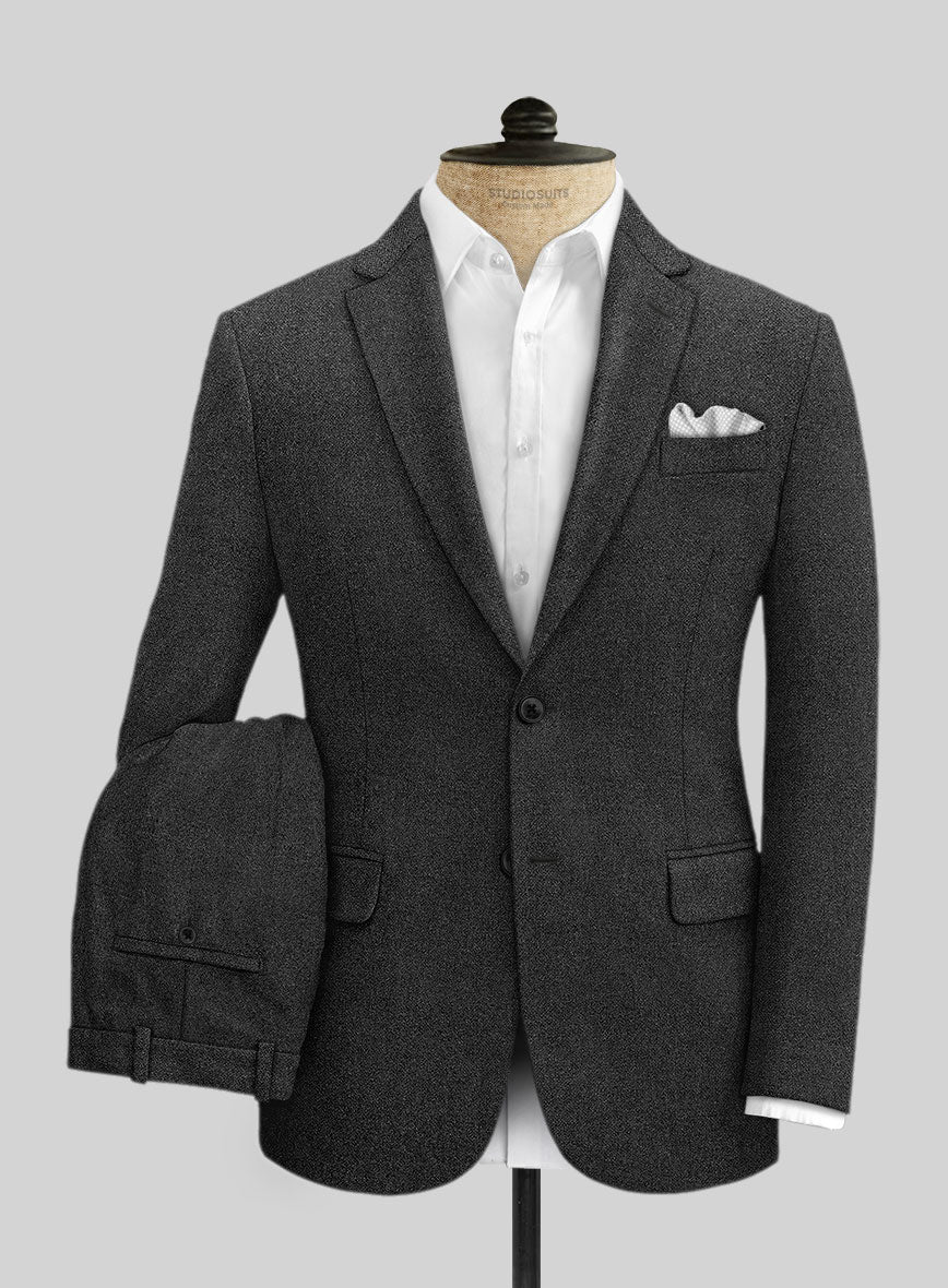 Vintage Rope Weave Charcoal Tweed Suit - StudioSuits