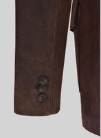 Vintage Brown Grain Western Leather Blazer - StudioSuits