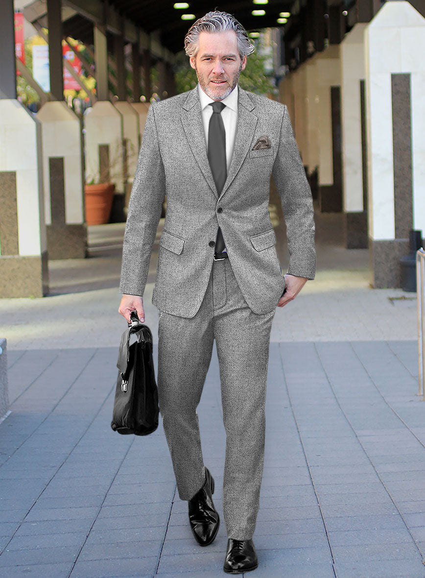Vintage Plain Gray Tweed Suit - StudioSuits