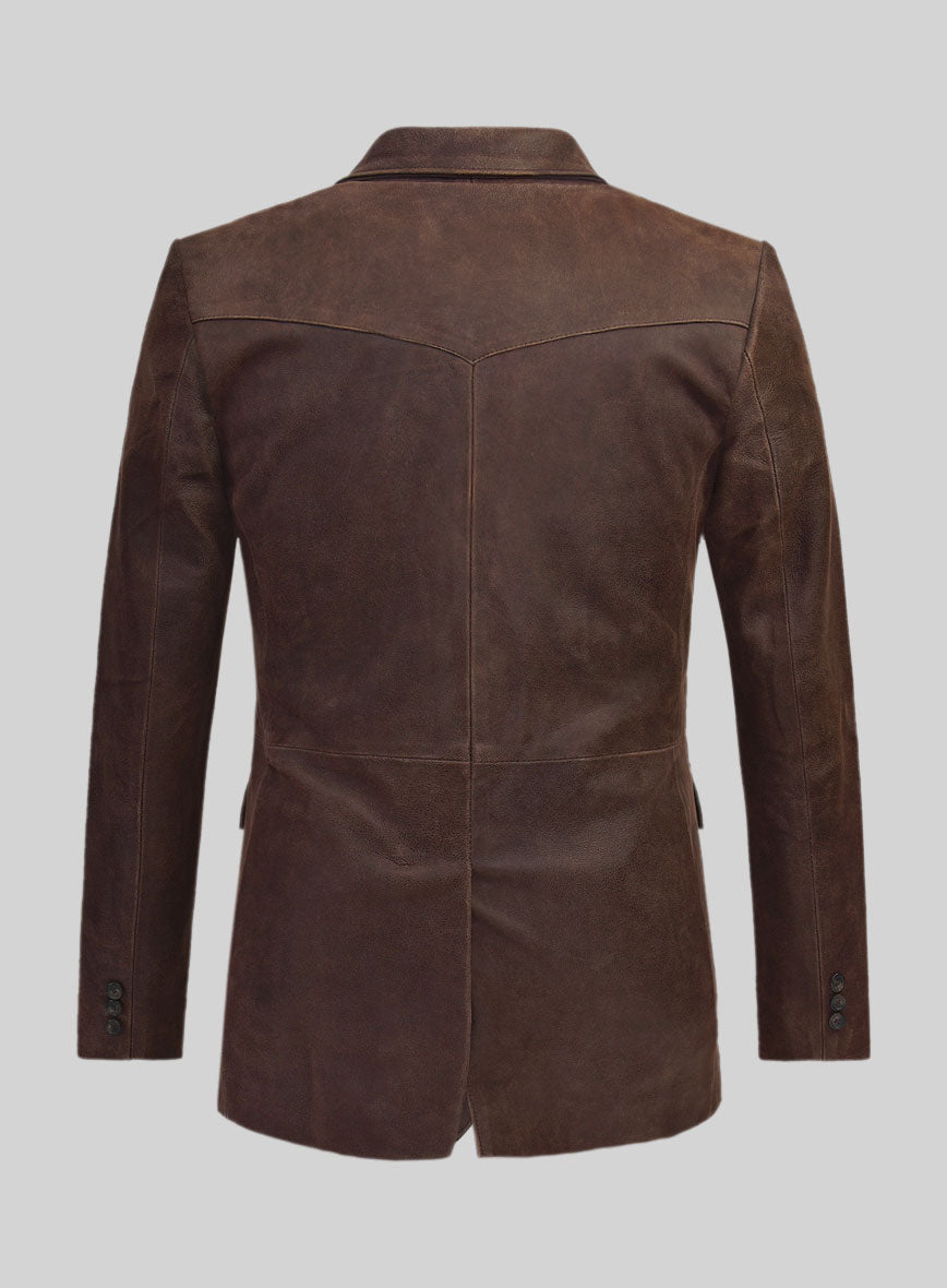 Vintage Brown Grain Western Leather Blazer – StudioSuits