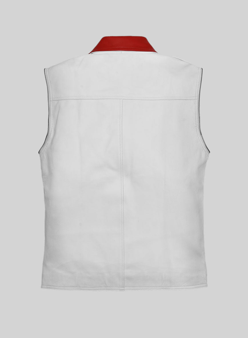 Volante White Leather Vest - StudioSuits