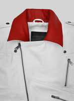 Volante White Leather Vest - StudioSuits