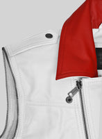 Volante White Leather Vest - StudioSuits