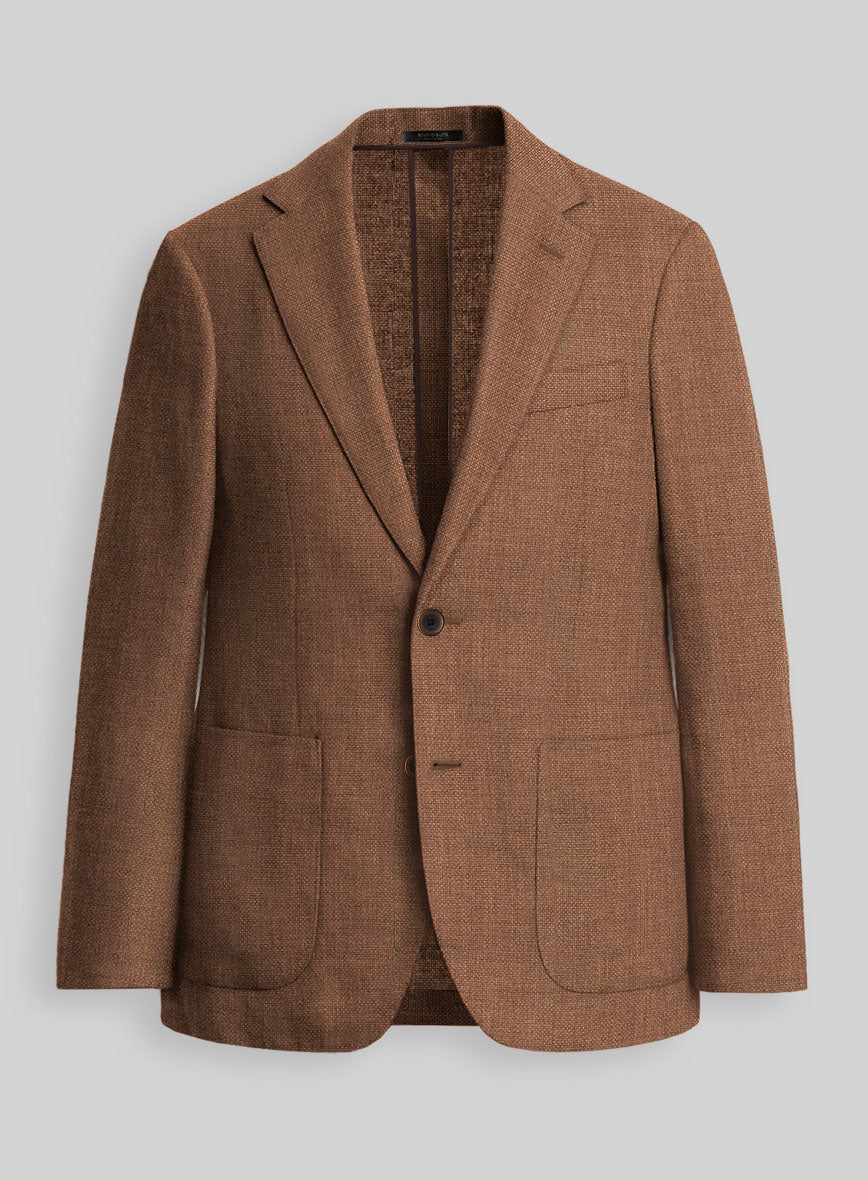 Walnut Brown Hopsack Unlined Blazer - StudioSuits