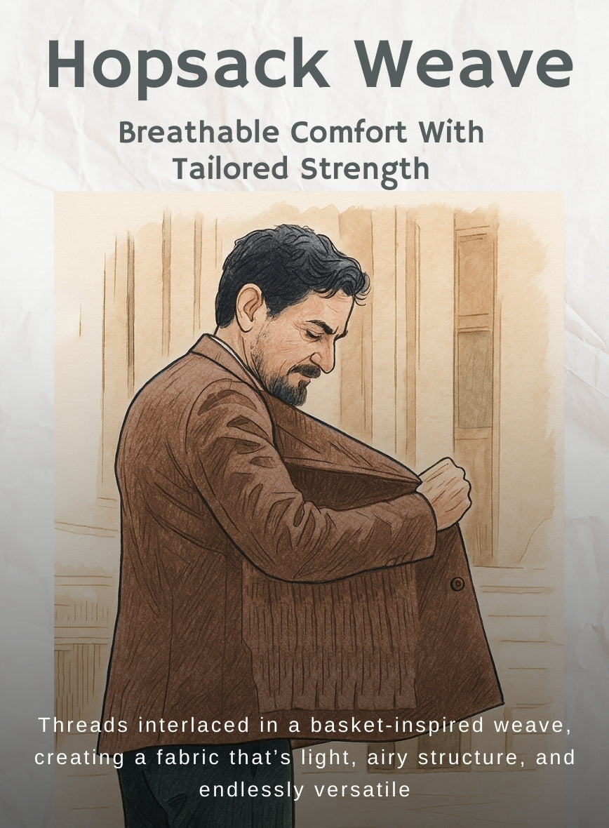 Walnut Brown Hopsack Unlined Blazer - StudioSuits