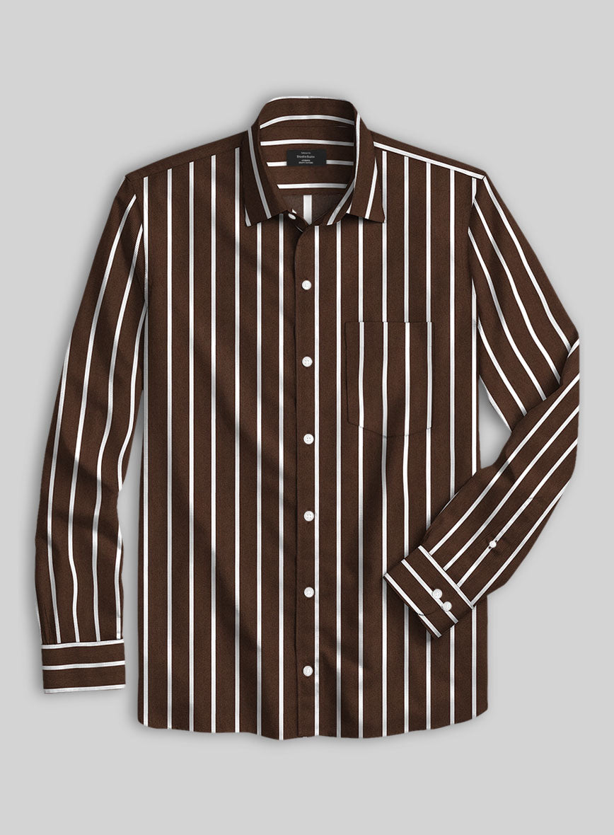 Walnut Streak Cotton Shirt - StudioSuits