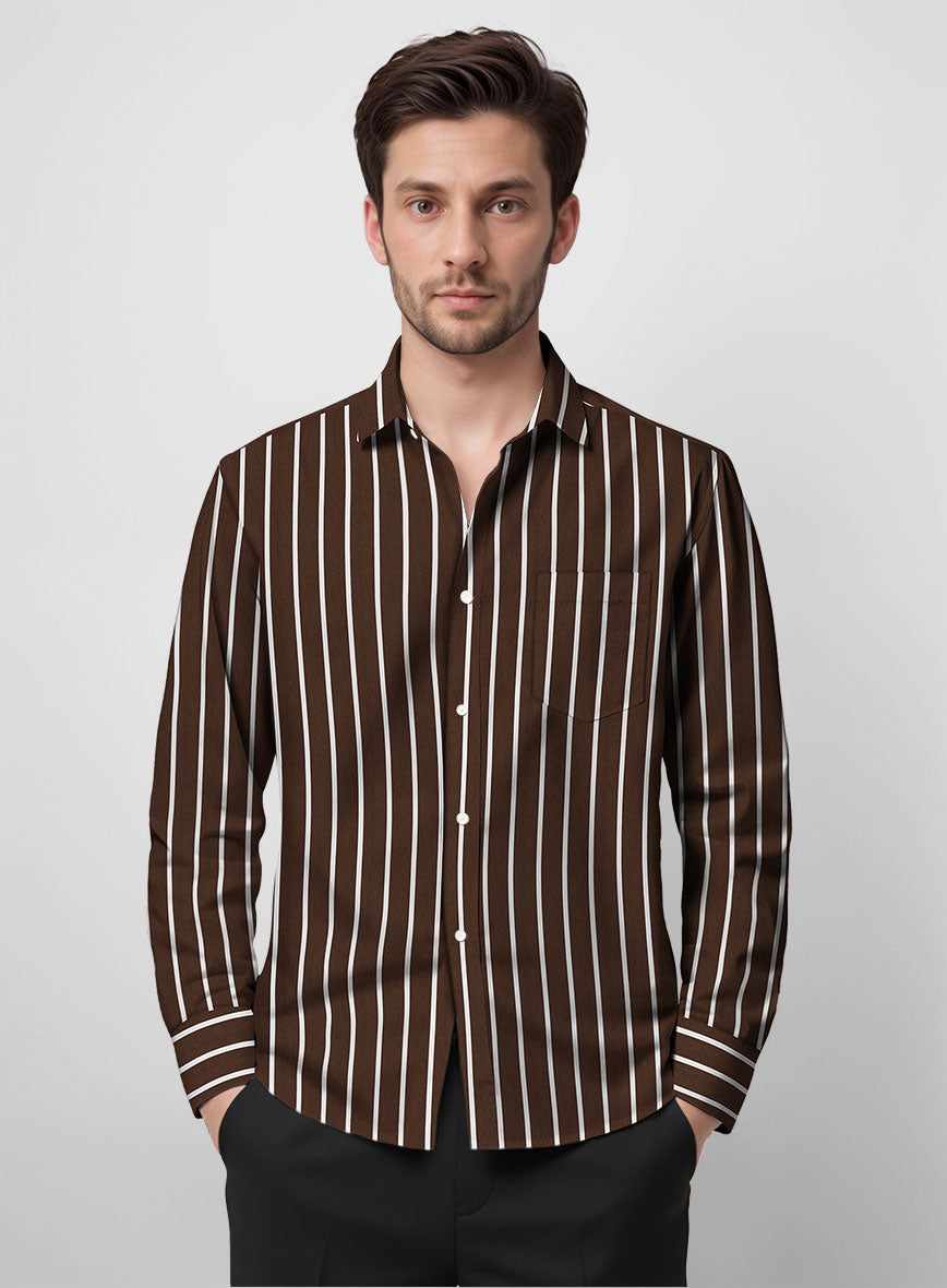 Walnut Streak Cotton Shirt - StudioSuits