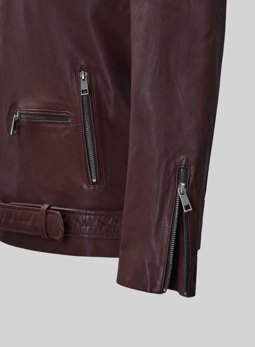 Wanderer Burgundy Riding Leather Jacket - StudioSuits