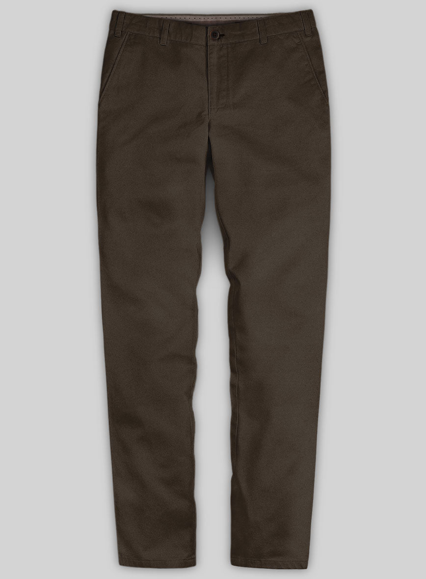 Washed Caffe Brown Stretch Chino Pants - StudioSuits