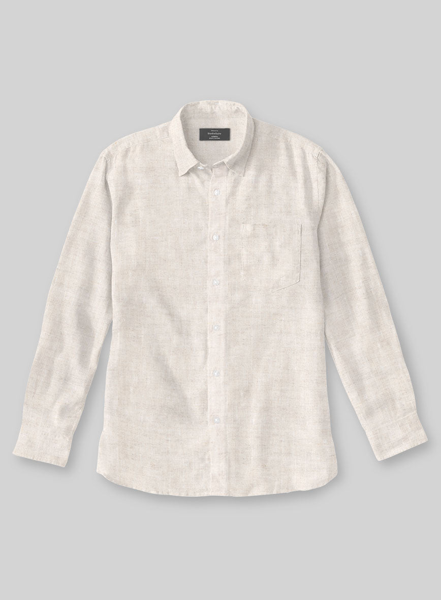 Washed Light Beige Linen Shirt - StudioSuits