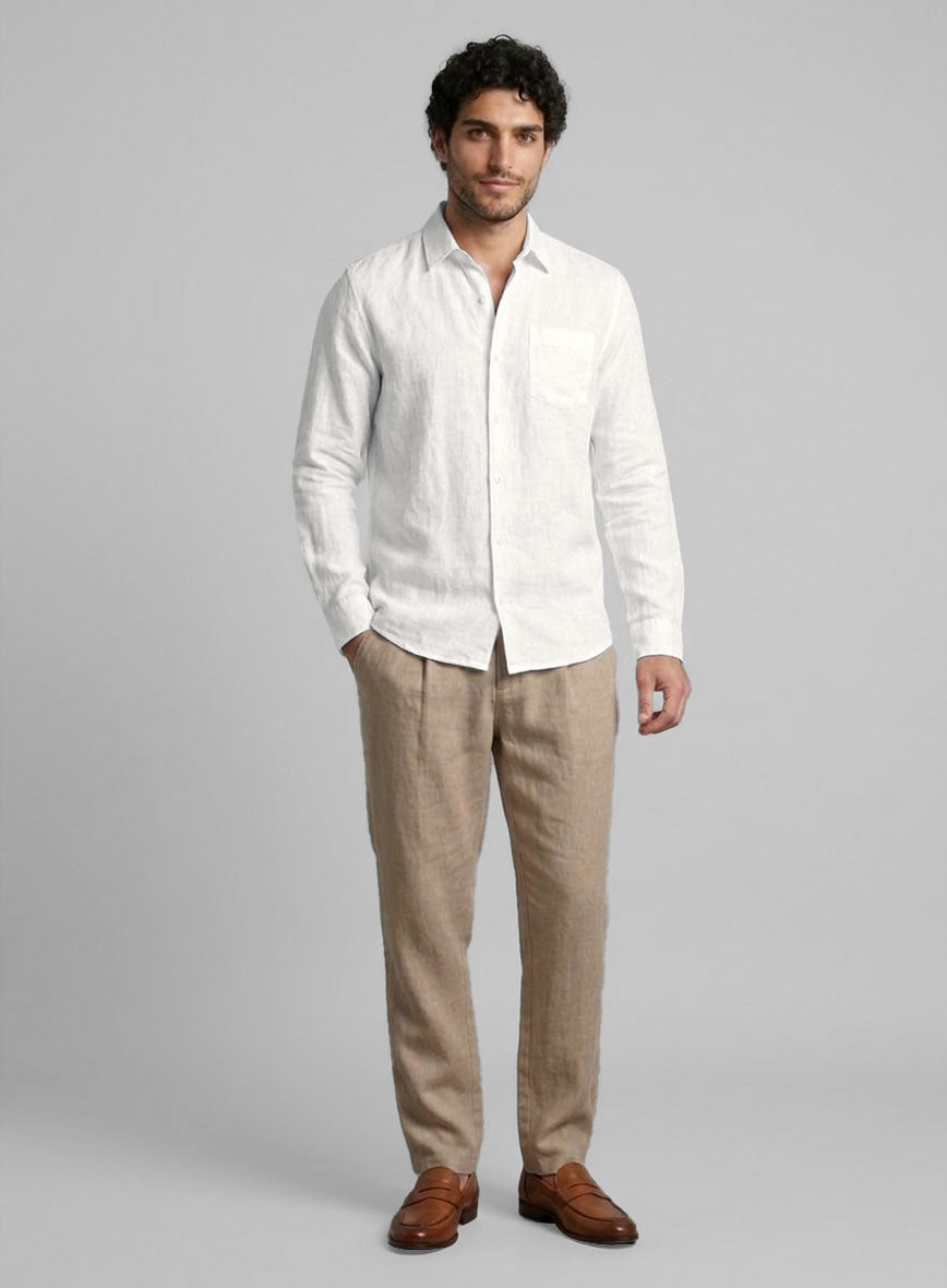 Washed Pure Natural Linen Shirt - StudioSuits