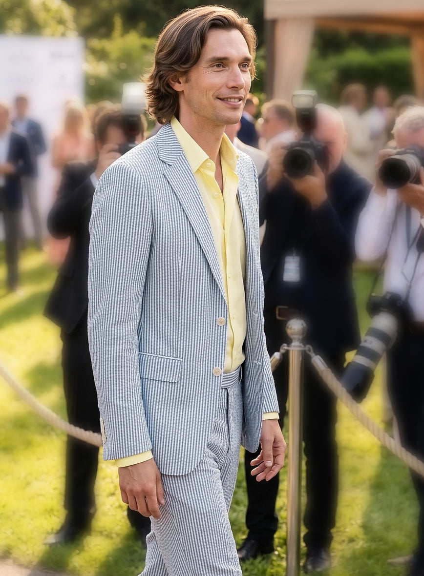 Wes Anderson Blue Seersucker Suit - StudioSuits