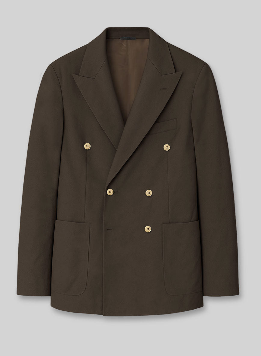 Caffe Brown Stretch Chino Double Breasted Jacket - StudioSuits