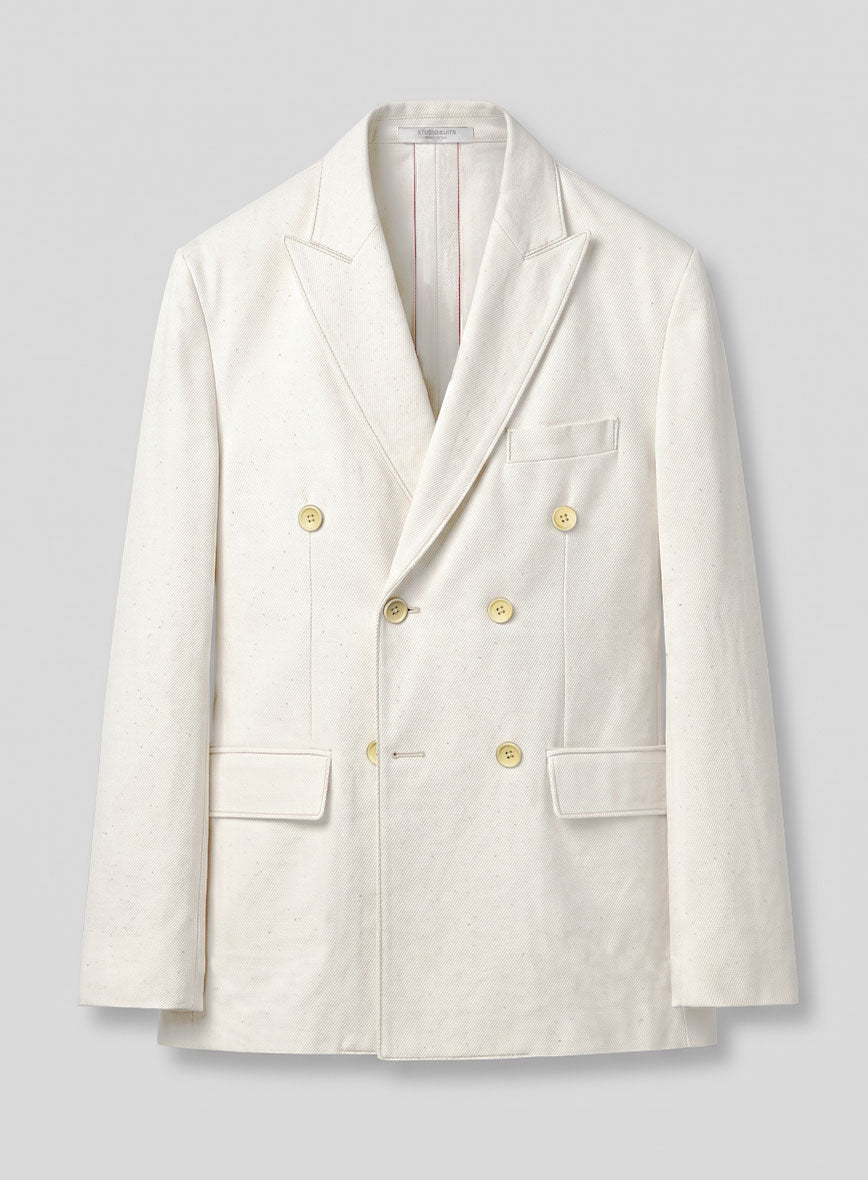 White Selvedge Denim Double Breasted Jacket - StudioSuits
