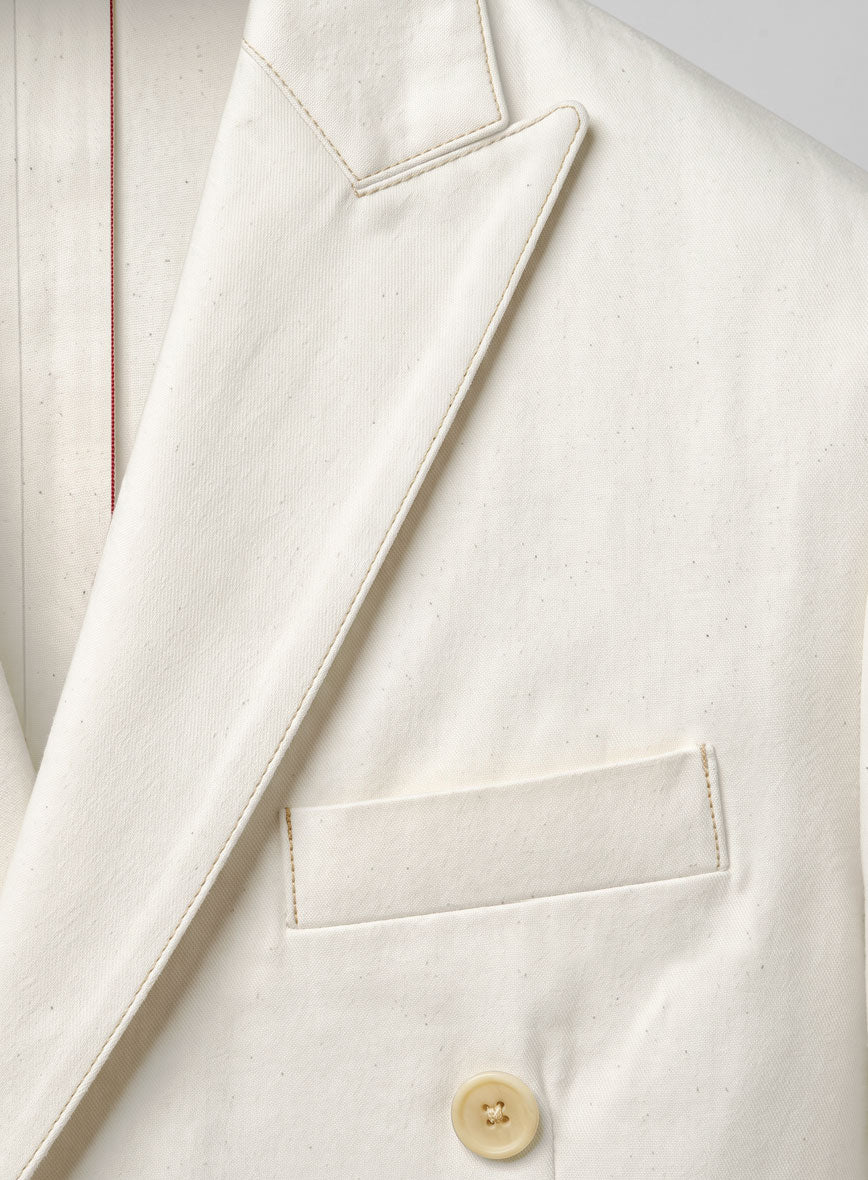 White Selvedge Denim Double Breasted Jacket - StudioSuits