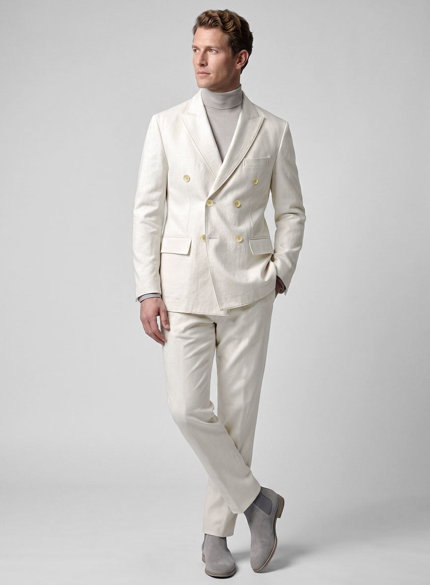 White Selvedge Denim Double Breasted Suit - StudioSuits