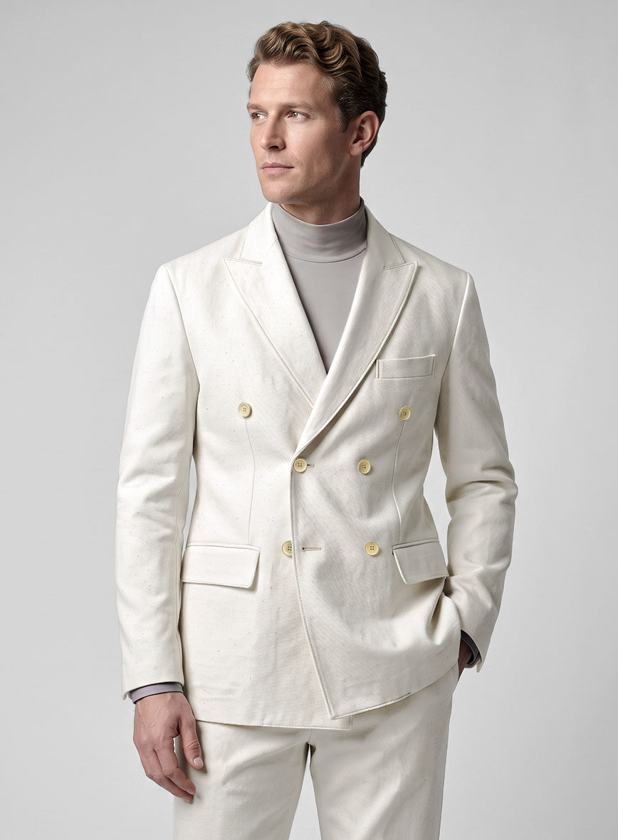 White Selvedge Denim Double Breasted Suit - StudioSuits