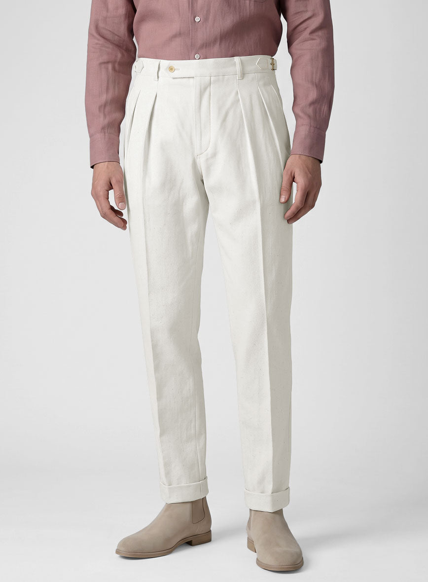 White Selvedge Denim Gurkha Pants - StudioSuits
