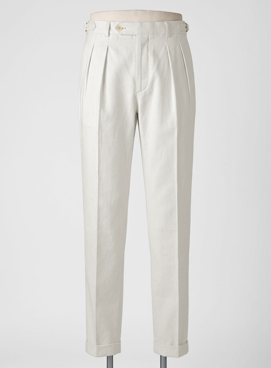 White Selvedge Denim Gurkha Pants - StudioSuits