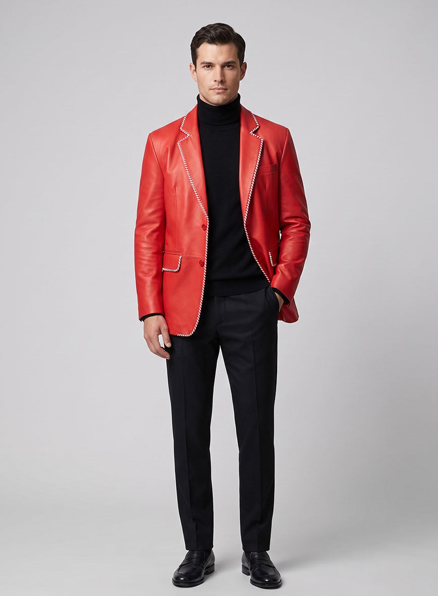 White Striped Red Medieval Blazer - StudioSuits