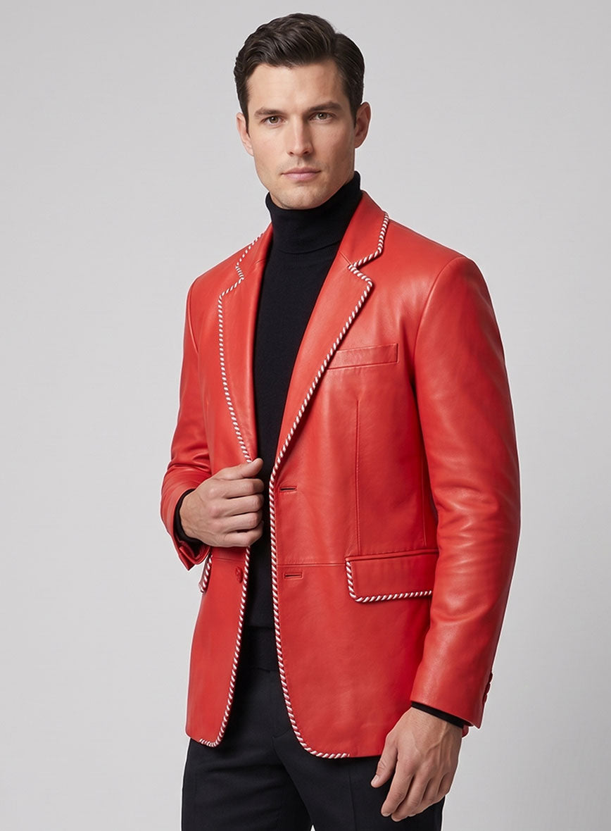 White Striped Red Medieval Blazer - StudioSuits
