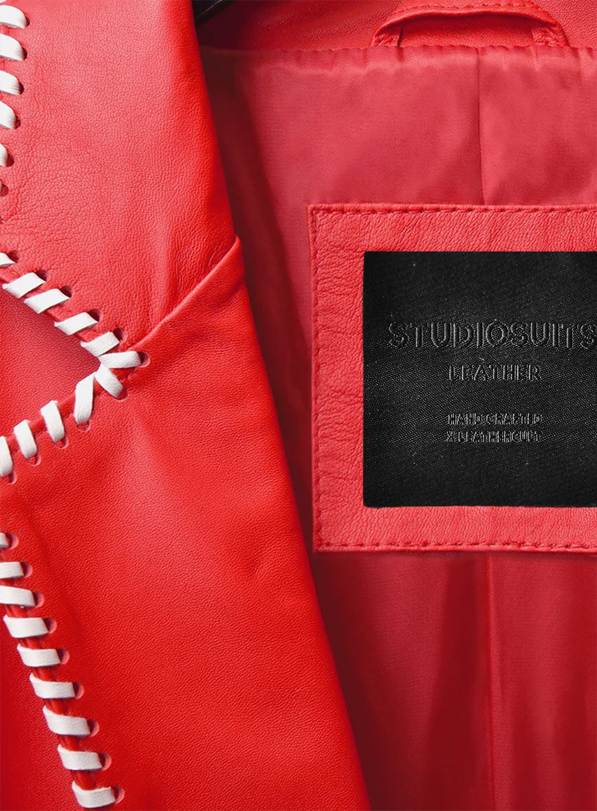 White Striped Red Medieval Blazer - StudioSuits