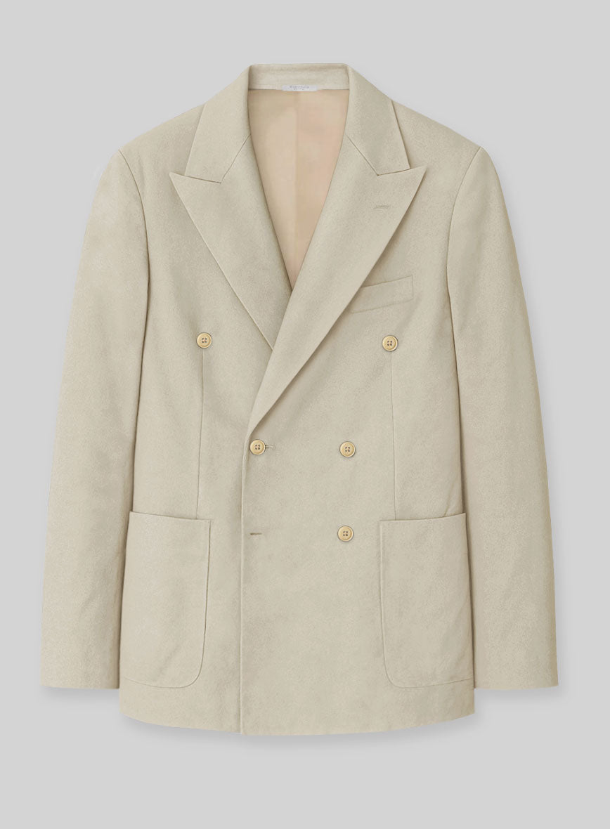 Army Khaki Stretch Chino Double Breasted Jacket - StudioSuits