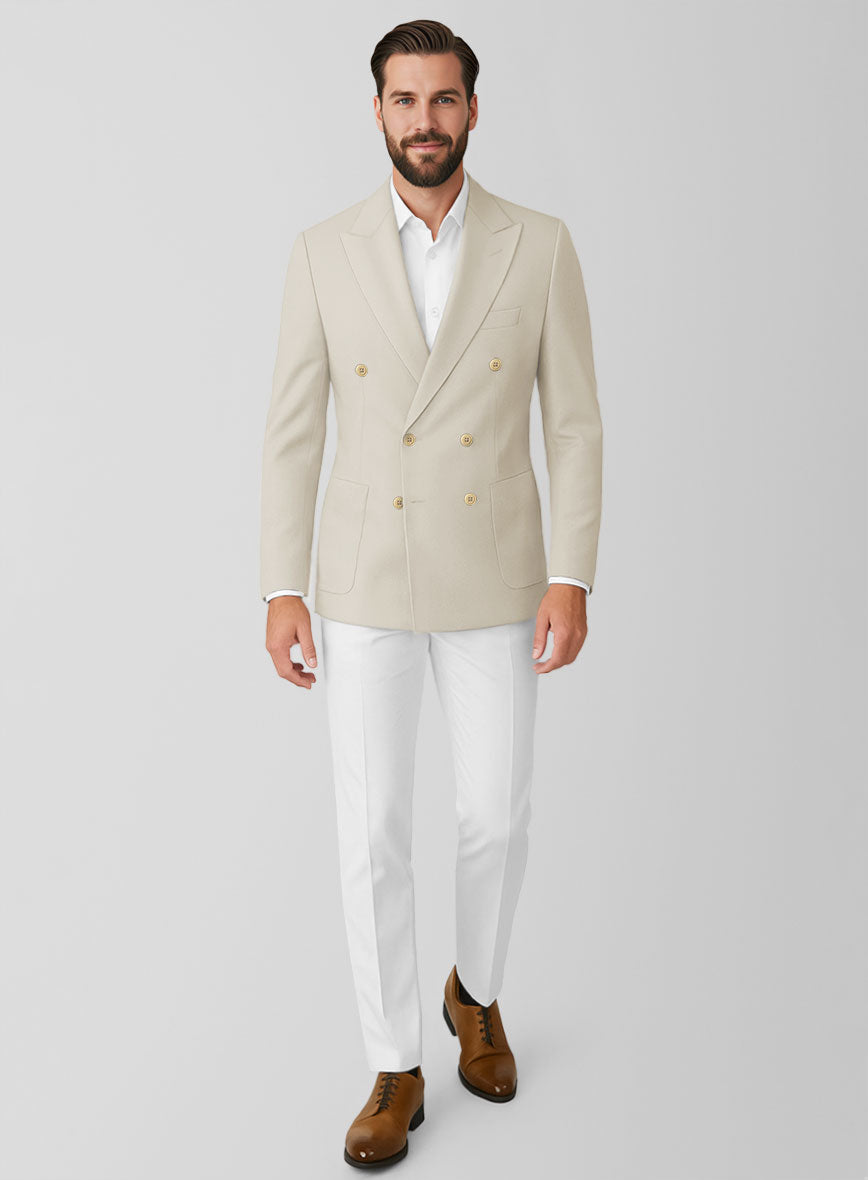 White Army Khaki Cotton Double Breasted Suit - StudioSuits
