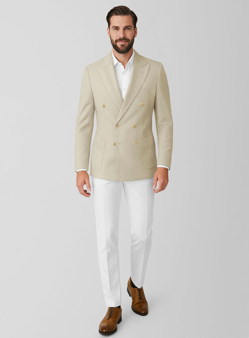 White Army Khaki Cotton Double Breasted Suit - StudioSuits