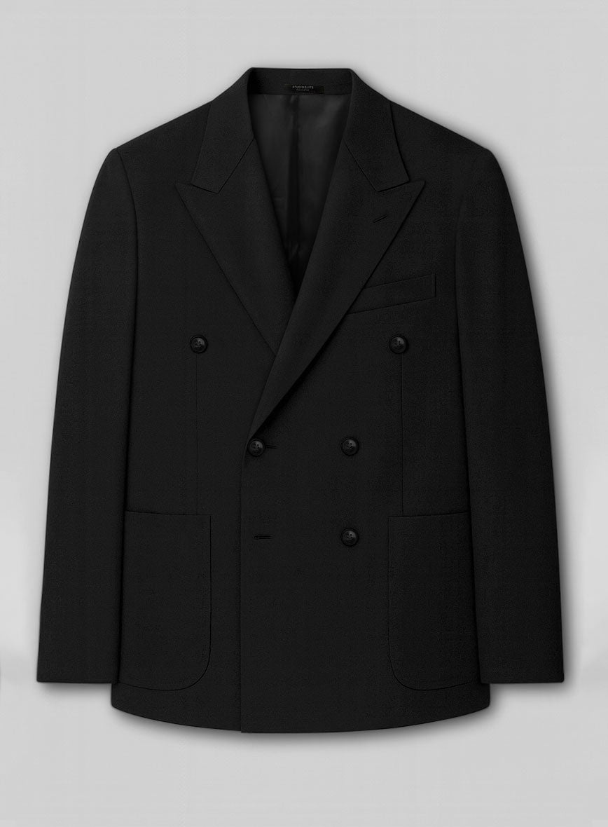 White Black Chino Cotton Double Breasted Jacket - StudioSuits