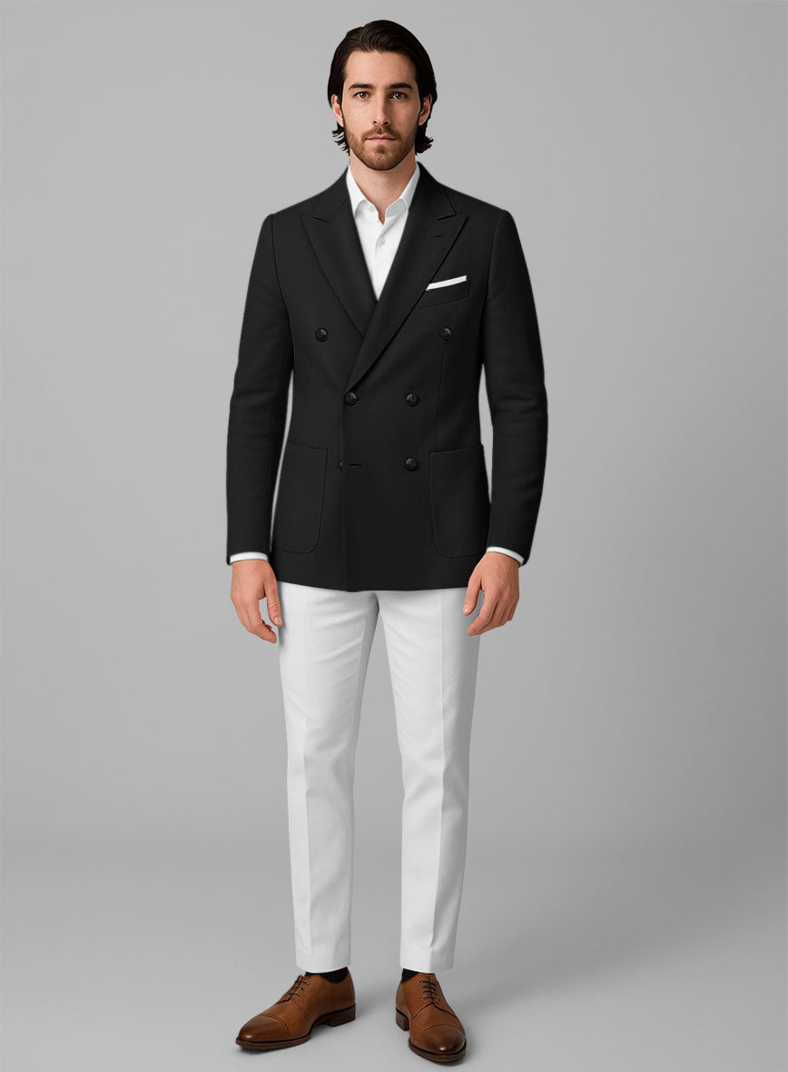 White Black Chino Cotton Double Breasted Suit - StudioSuits