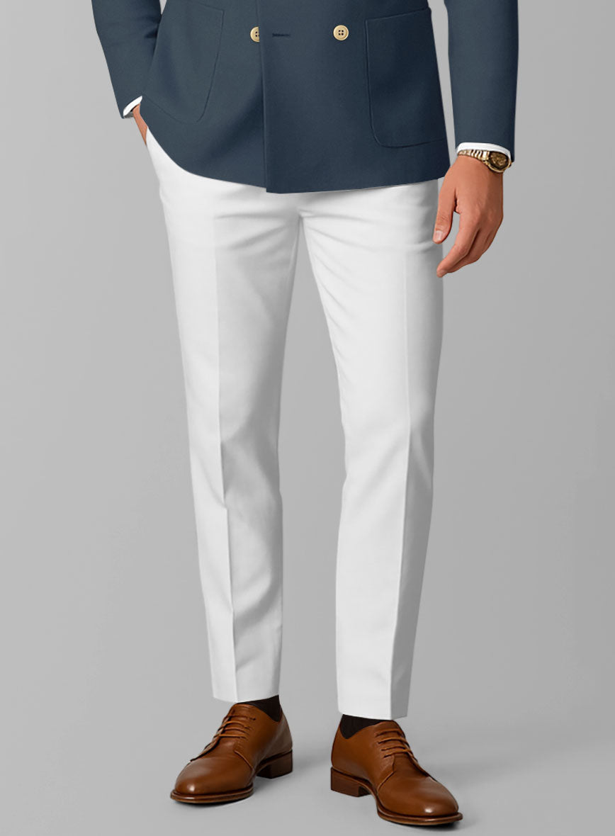 White Blue Cotton Double Breasted Suit - StudioSuits
