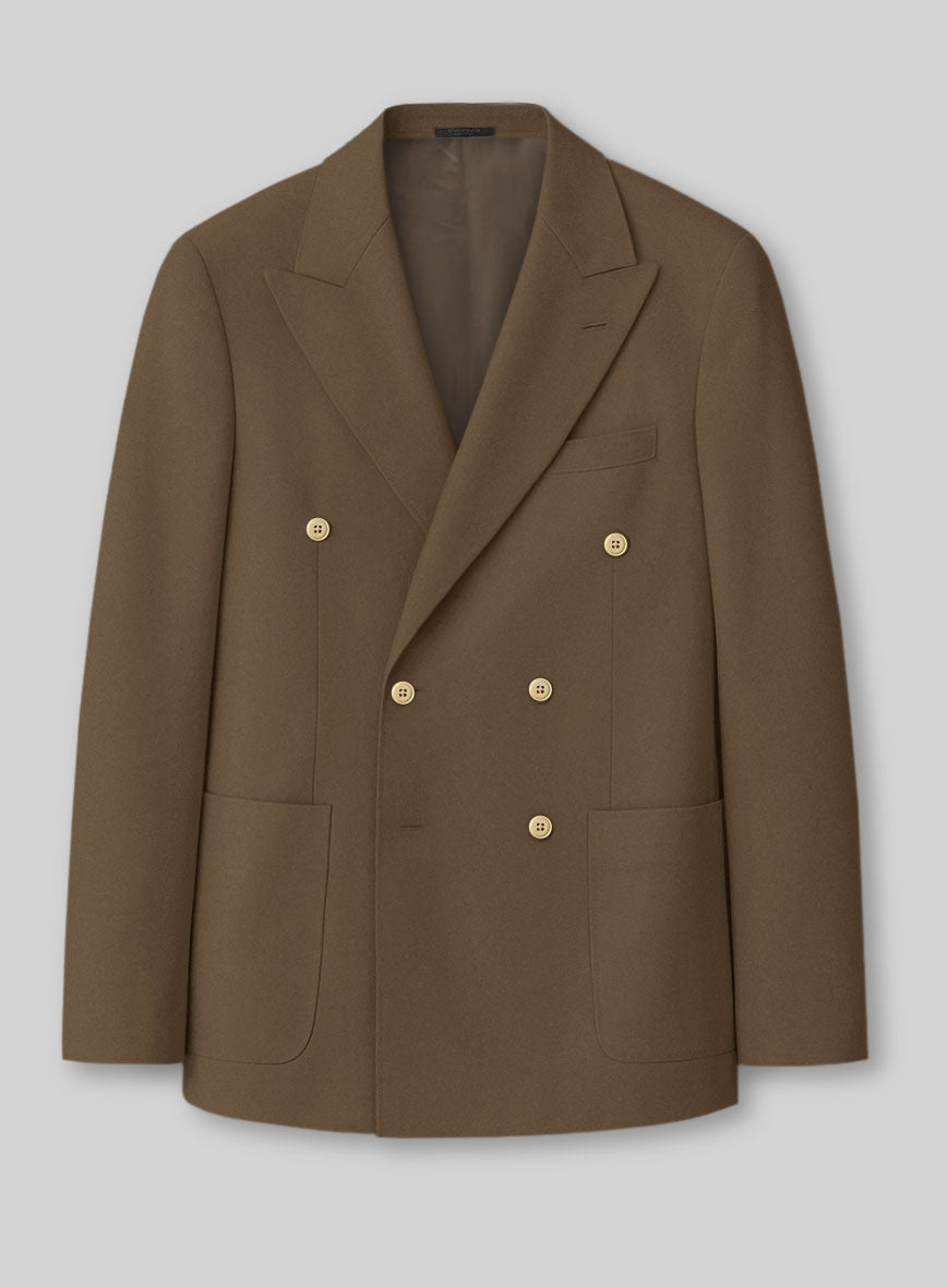 White Brown Cotton Double Breasted Suit - StudioSuits