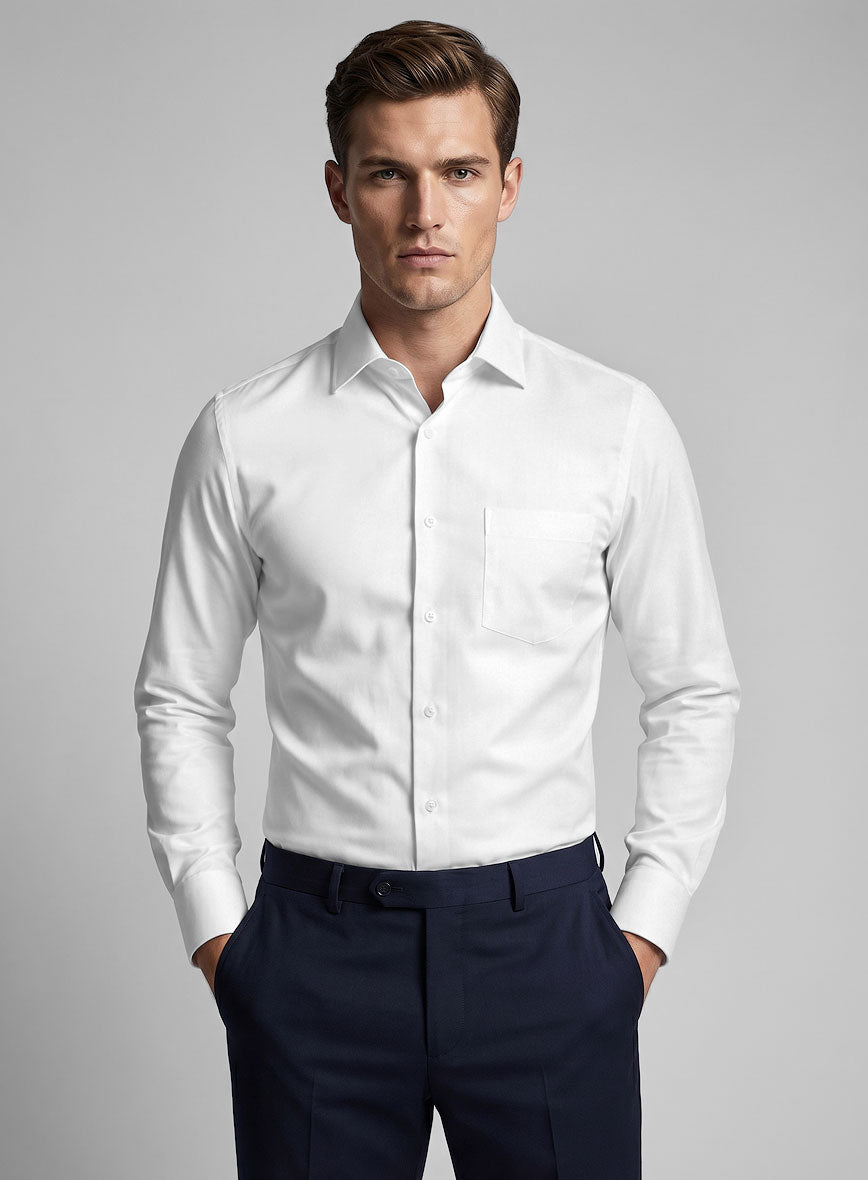 White Cotton Shirt - StudioSuits