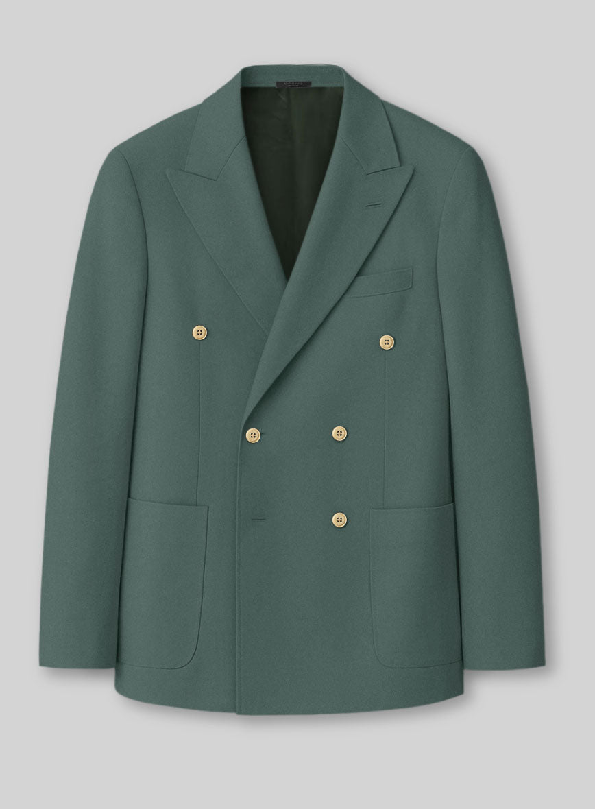 White Gallo Green Cotton Double Breasted Suit