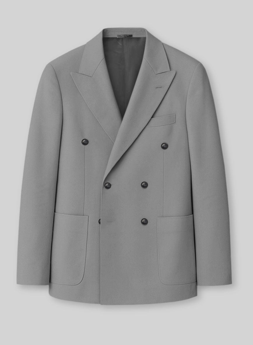 White Gray Cotton Double Breasted Suit - StudioSuits