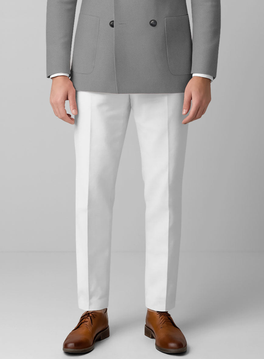 White Gray Cotton Double Breasted Suit - StudioSuits