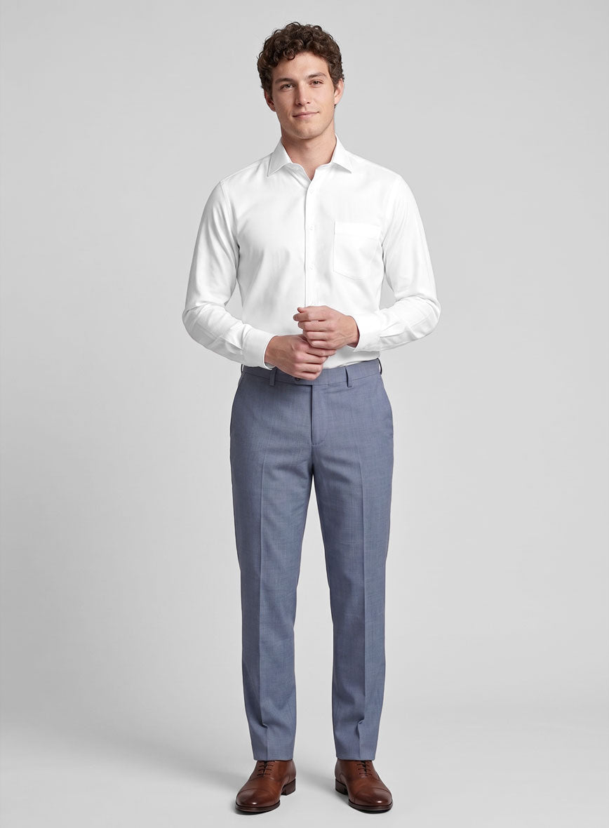 White Herringbone Cotton Shirt - StudioSuits